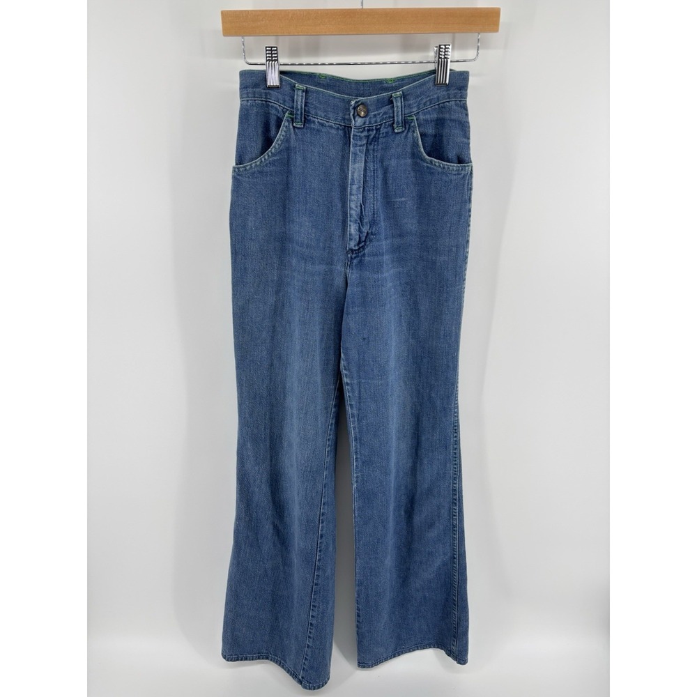 Vintage Maverick Jeans 24x31.5 Flared High Rise Rare Embroidered Pocket Hippy